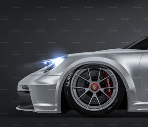 Porsche 911 GT3 Cup 2021 satin matt finish - all sides Car Mockup Template.psd