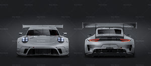 Porsche 911 GT3R 2019 (new carbon parts+brakes) glossy finish - all sides Car Mockup Template.psd