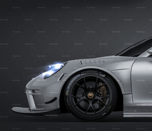 Porsche 911 GT3R 2019 (new carbon parts+brakes) glossy finish - all sides Car Mockup Template.psd