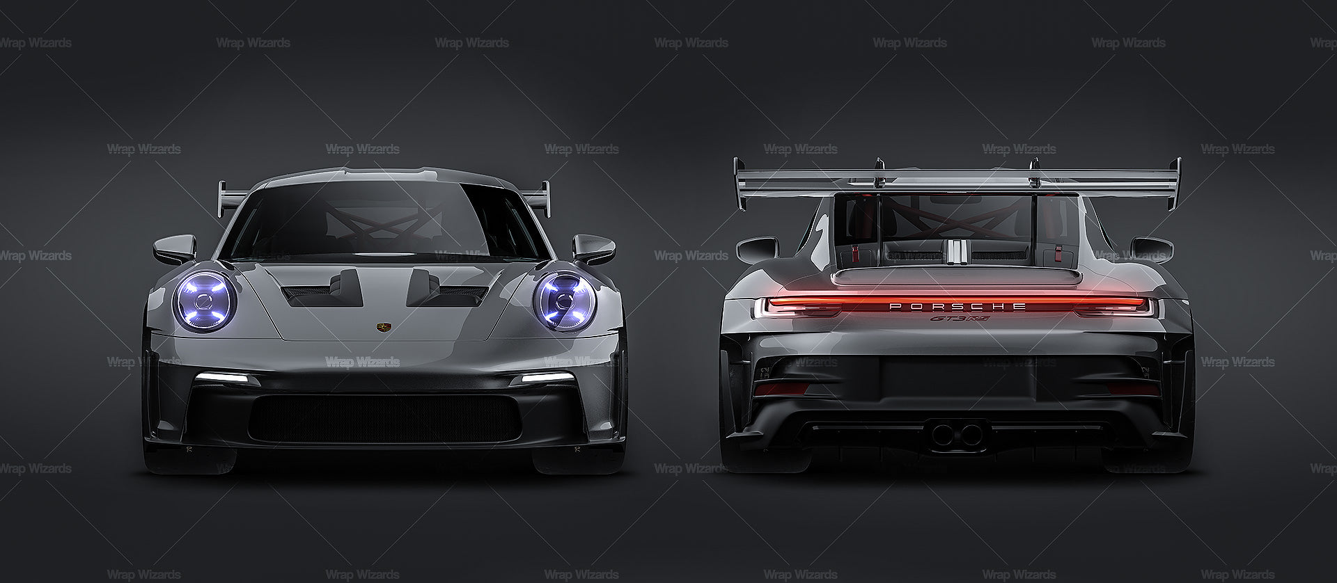Porsche 911 GT3RS 2023 glossy finish - all sides Car Mockup Template.psd