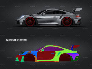 Porsche 911 GT3RS 2023 glossy finish - all sides Car Mockup Template.psd