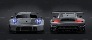 Porsche 911 RSR 2021 glossy finish - all sides Car Mockup Template.psd