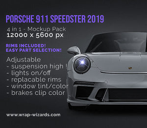 Porsche 911 Speedster 2019 glossy finish - all sides Car Mockup Template.psd