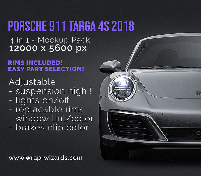 Porsche 911 Targa 4s 2018 - Car Mockup