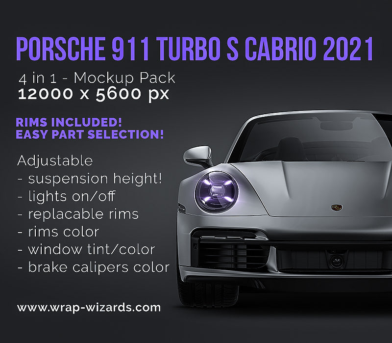 Porsche 911 Turbo S Cabrio 2021 - Car Mockup