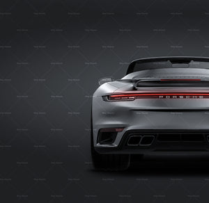 Porsche 911 Turbo S Cabrio 2021 satin matt finish - all sides Car Mockup Template.psd