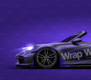 Porsche 911 Turbo S Cabrio 2021 satin matt finish - all sides Car Mockup Template.psd