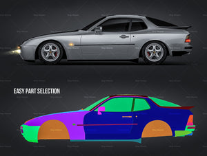 Porsche 944 Turbo (951) 1985-1991 glossy finish - all sides Car Mockup Template.psd