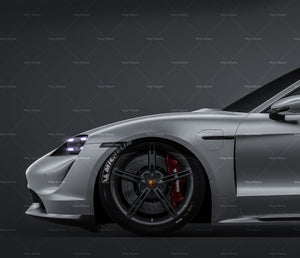 Porsche Taycan 2020 satin matt finish - all sides Car Mockup Template.psd