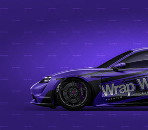 Porsche Taycan 2020 satin matt finish - all sides Car Mockup Template.psd
