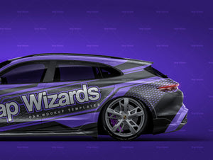 Porsche Taycan Turbo S Cross Turismo 2021 satin matt finish - all sides Car Mockup Template.psd