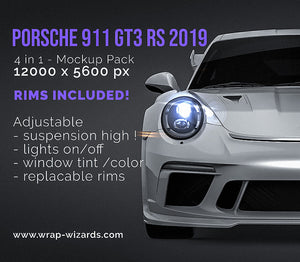 Porsche 911 GT3 RS 2019 glossy finish - all sides Car Mockup Template.psd