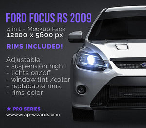 Ford Focus RS 2009 glossy finish - all sides Car Mockup Template.psd