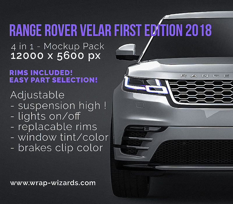 Range Rover Velar First Edition 2018 glossy finish - all sides Car Mockup Template.psd