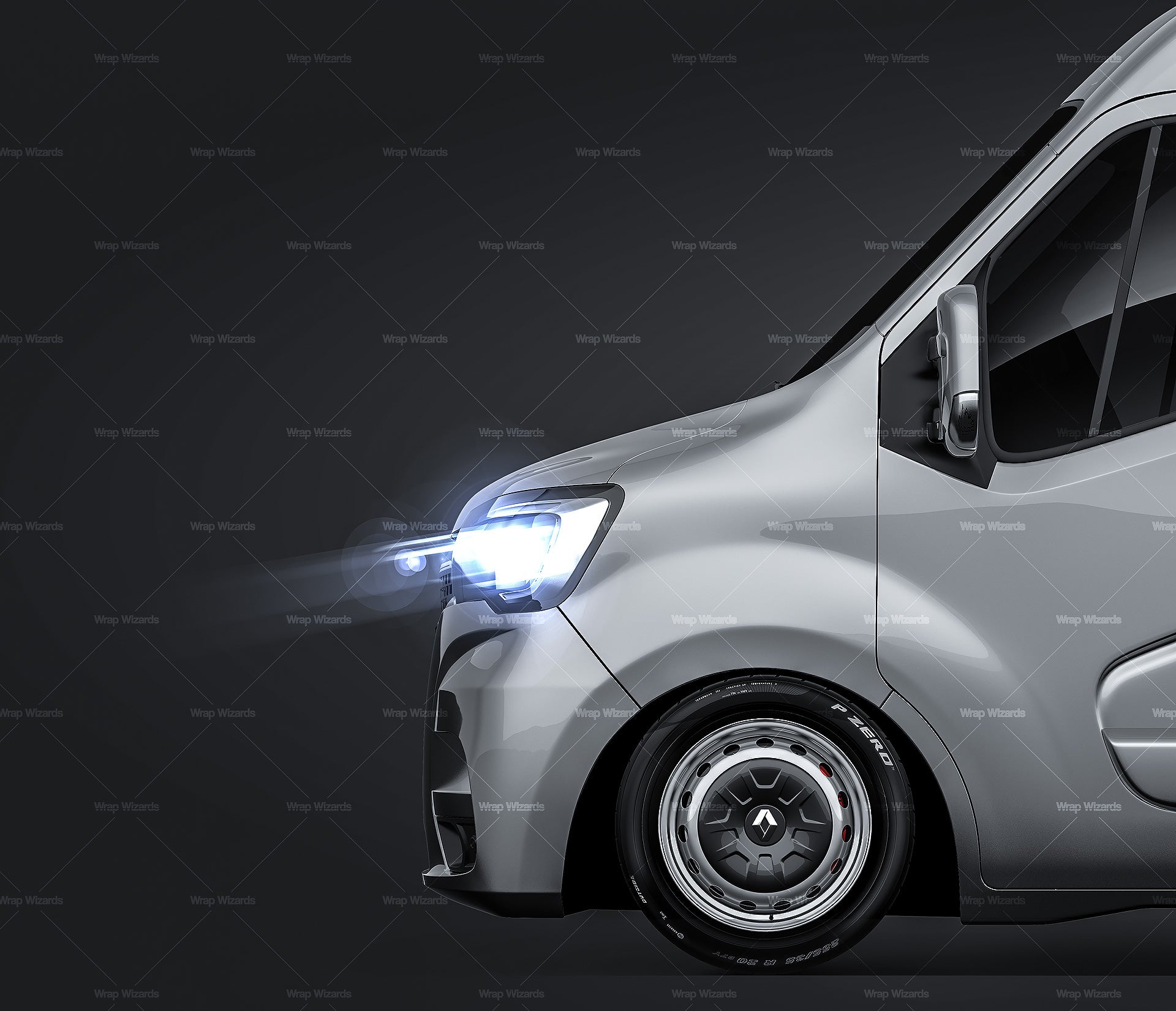 Renault Master L2H2 glossy finish - all sides Car Mockup Template.psd