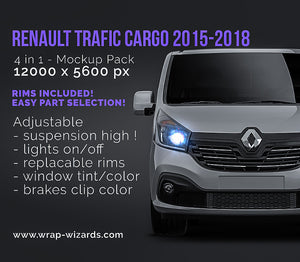 Renault Trafic Cargo 2015-2018 glossy finish - all sides Car Mockup Template.psd