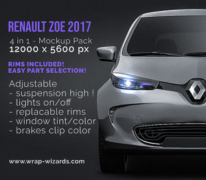 Renault Zoe 2017 glossy finish - all sides Car Mockup Template.psd