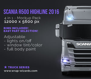Scania R500 Highline Truck 2016 satin matt finish - all sides Car Mockup Template.psd