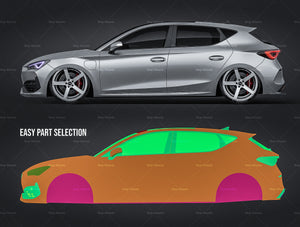 Seat Leon Cupra 5-door 2021 glossy finish - all sides Car Mockup Template.psd