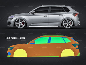 Skoda Kamiq 2020 glossy finish - all sides Car Mockup Template.psd