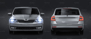Skoda Rapid Spaceback 2014 glossy finish - all sides Car Mockup Template.psd