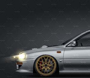 Subaru Impreza STi 22b GC8 WRC 1993-2000 glossy finish - all sides Car Mockup Template.psd