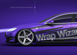 Tesla Model S glossy finish - all sides Car Mockup Template.psd