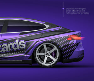 Tesla Model S glossy finish - all sides Car Mockup Template.psd