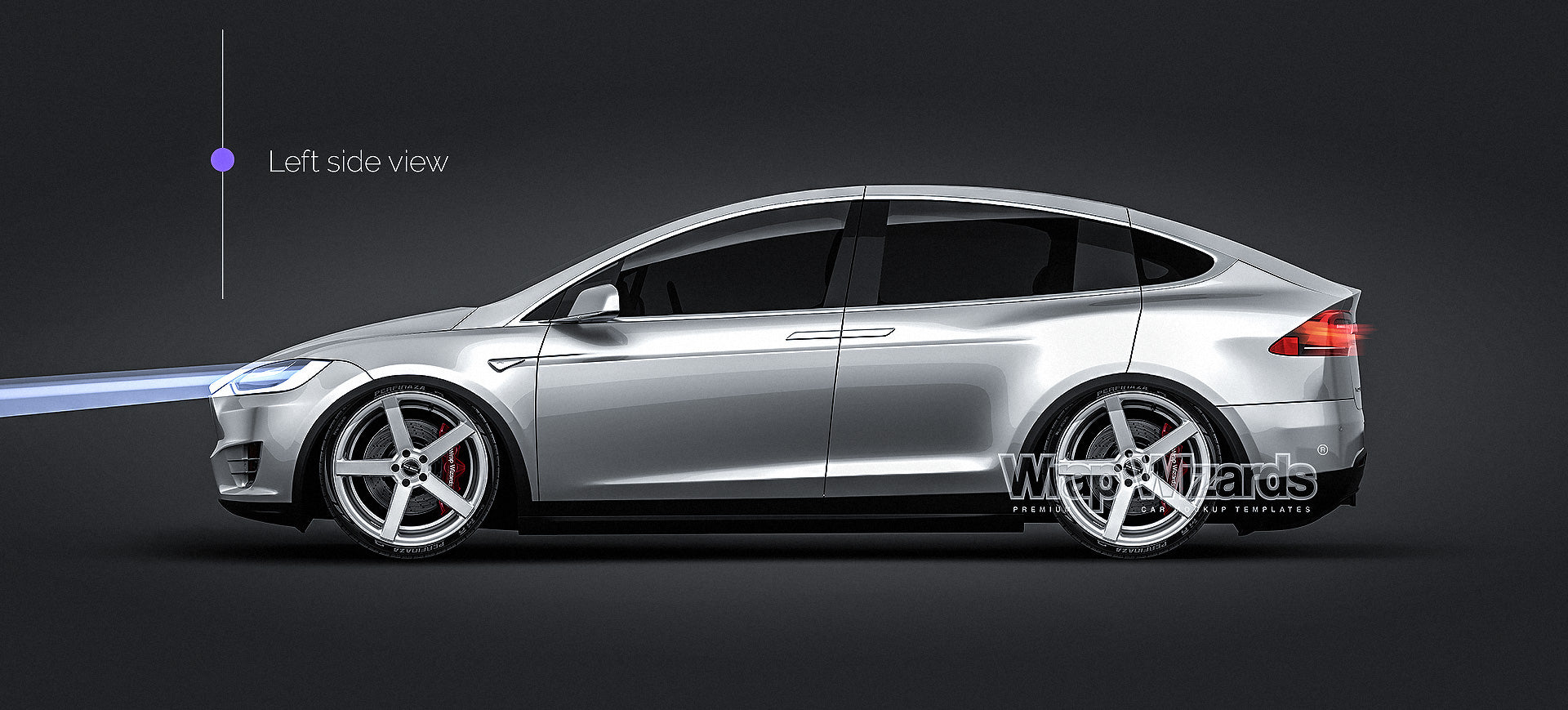 Tesla Model X 2017 glossy finish - all sides Car Mockup Template.psd