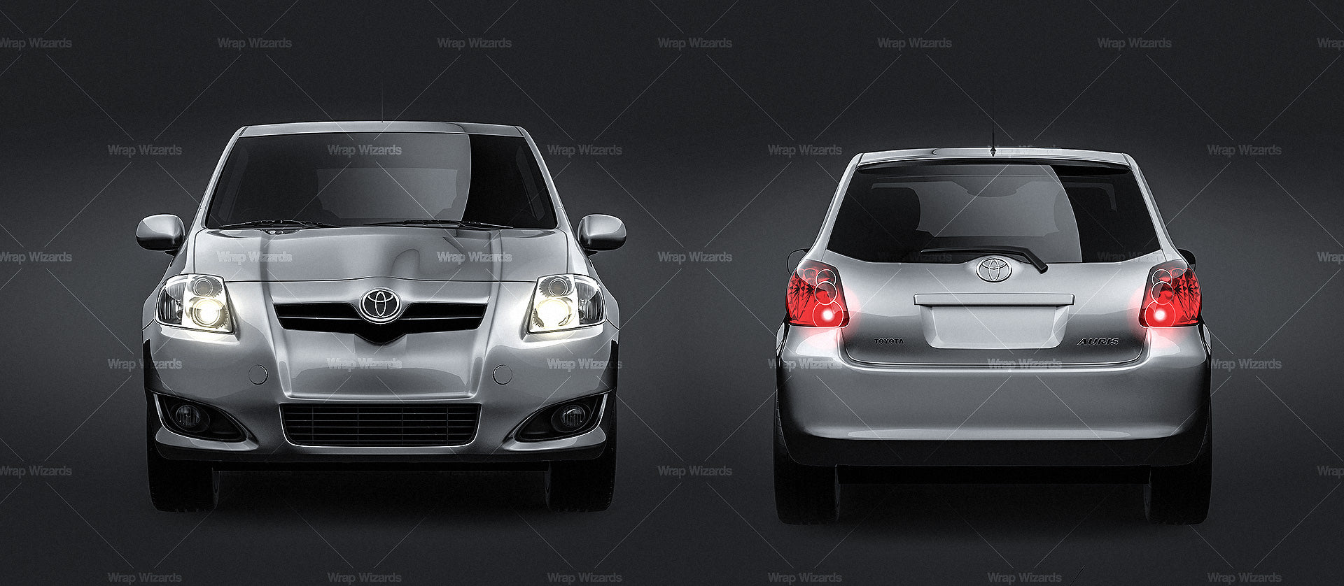 Toyota Auris 2007 glossy finish - all sides Car Mockup Template.psd
