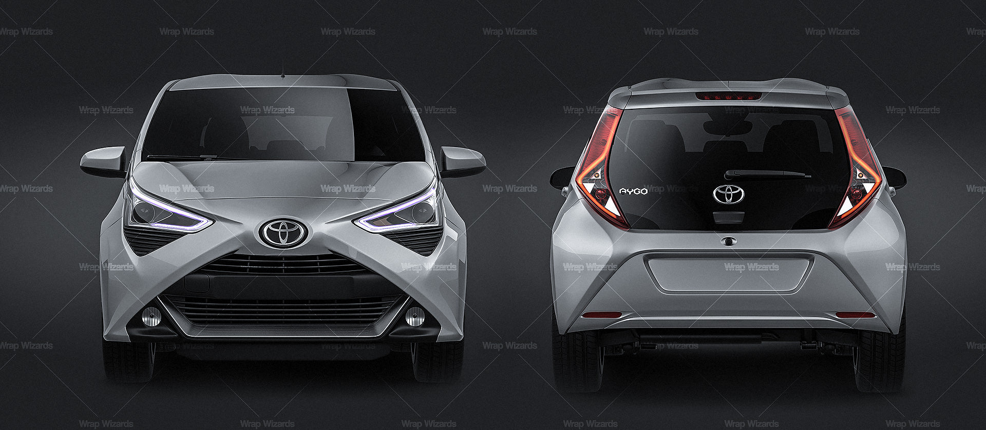 Toyota Aygo 2019 glossy finish - all sides Car Mockup Template.psd