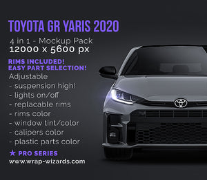 Toyota GR Yaris 2020 glossy finish - all sides Car Mockup Template.psd