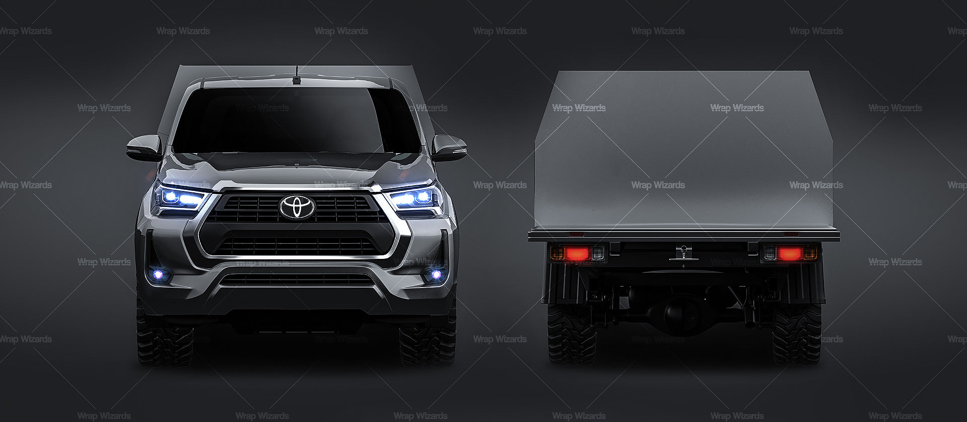 Toyota Hilux 2021 Double Cab Alloy Tray with UTE toolbox - Truck/Pick-up Mockup