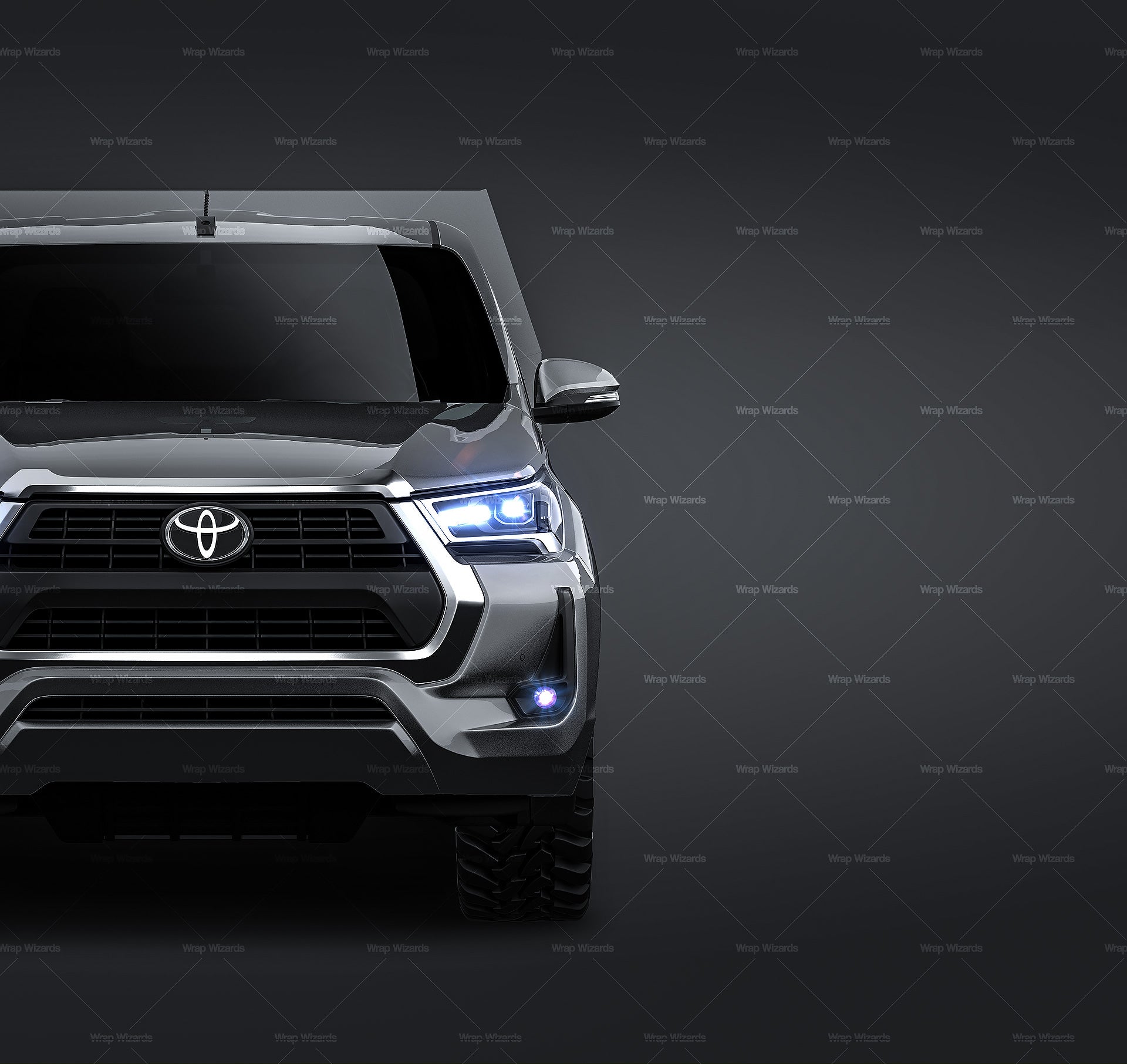 Toyota Hilux 2021 Double Cab Alloy Tray with UTE toolbox glossy finish - all sides Car Mockup Template.psd
