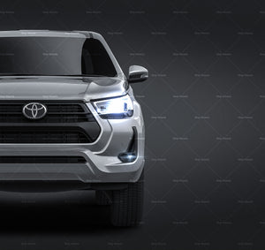 Toyota Hilux Double Cab 2020 glossy finish - all sides Car Mockup Template.psd