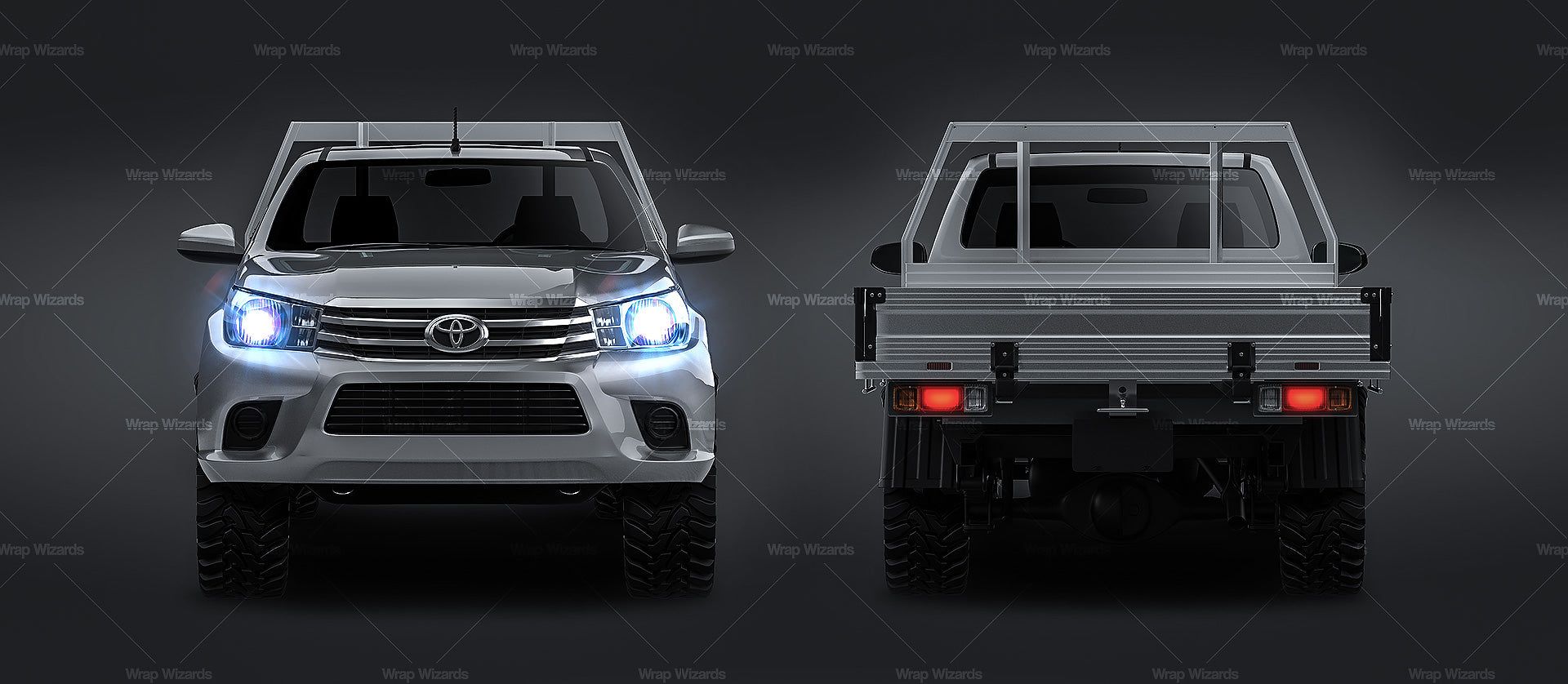 Toyota Hilux Single Cab Alloy Tray SR 2018 glossy finish - all sides Car Mockup Template.psd