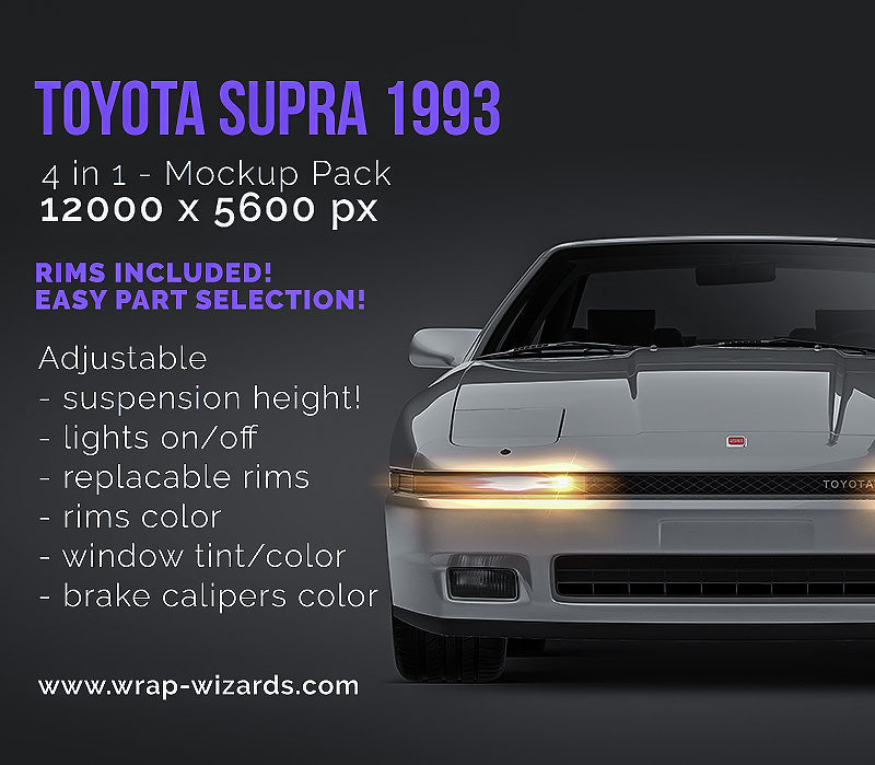 Toyota Supra 1993 glossy finish - all sides Car Mockup Template.psd