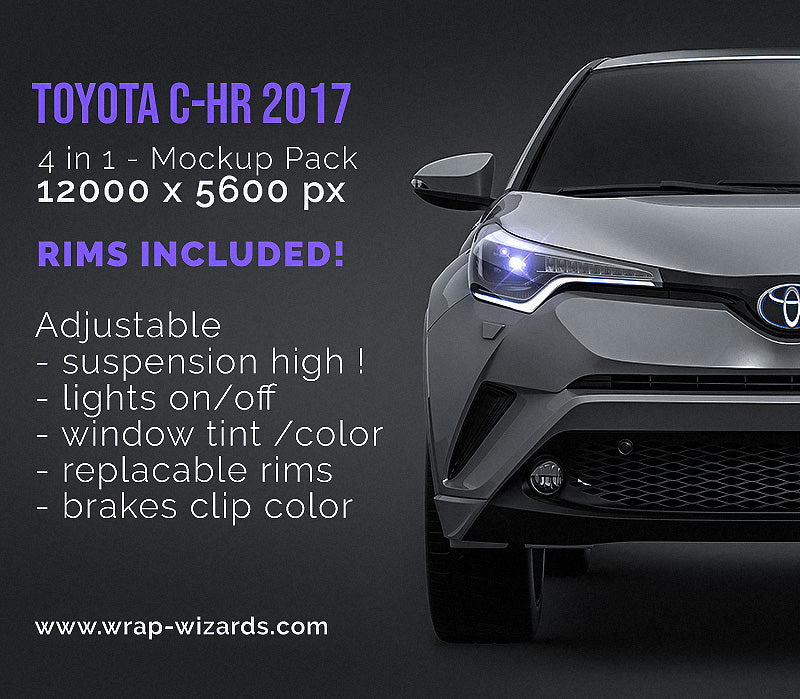 Toyota C-HR 2017 glossy finish - all sides Car Mockup Template.psd