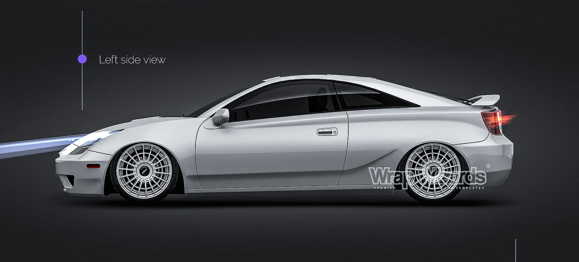 Toyota Celica 2003 glossy finish - all sides Car Mockup Template.psd
