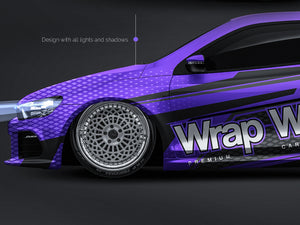 Volkswagen Scirocco 2008 glossy finish - all sides Car Mockup Template.psd