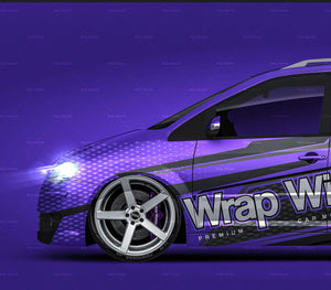Volkswagen Touran 2007 glossy finish - all sides Car Mockup Template.psd
