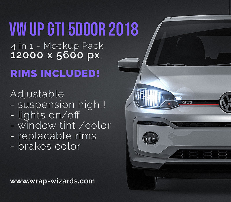 Volkswagen UP GTI 5door 2018 glossy finish - all sides Car Mockup Template.psd