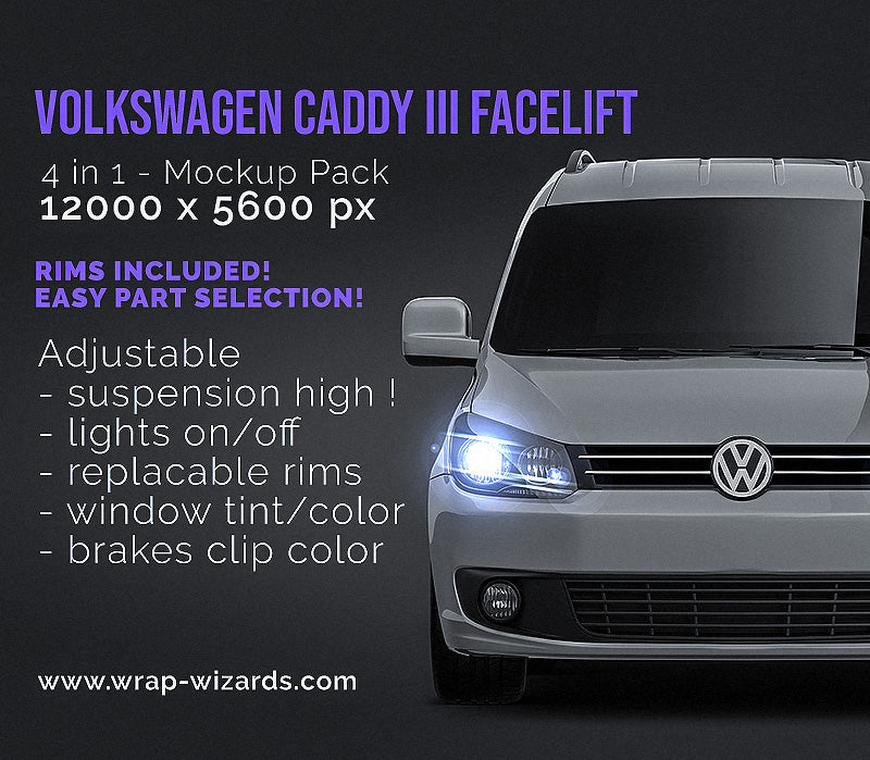Volkswagen Caddy III Facelift 2011 without windows - Van Mockup