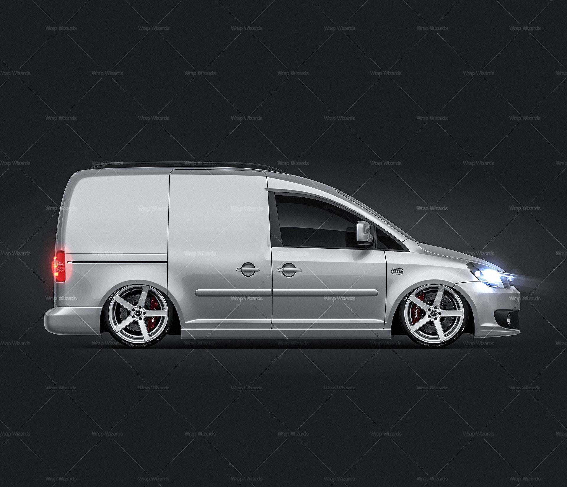 Volkswagen Caddy III Facelift (2011) without windows glossy finish - all sides car mockup template.psd