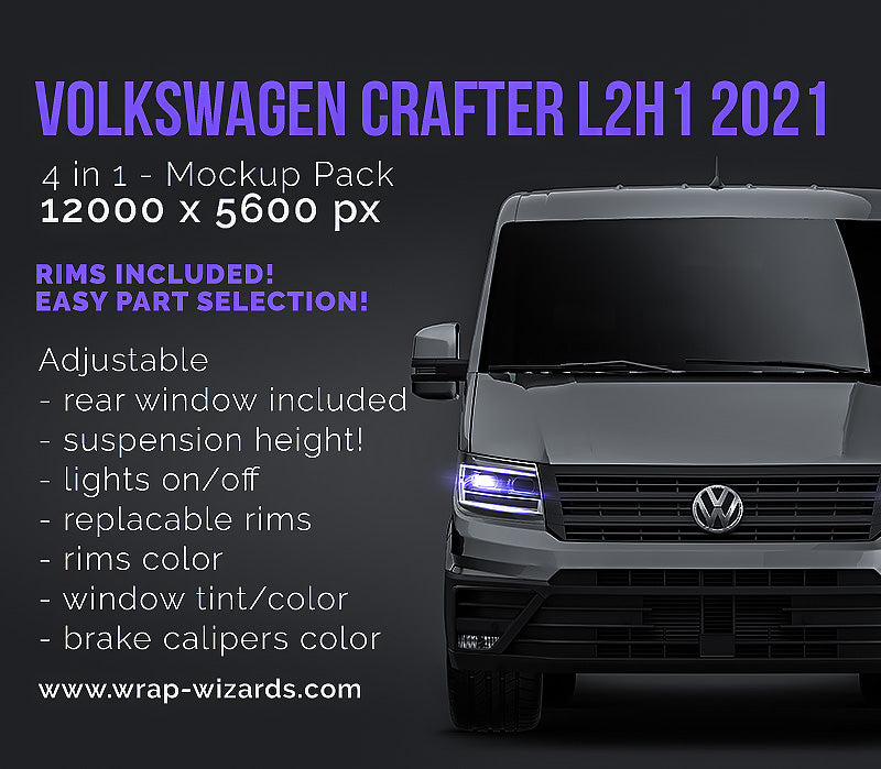 Volkswagen Crafter L2H1 2021 optional rear window - Van Mockup