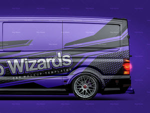 Volkswagen Crafter L2H1 2021 panel van with+without rear window glossy finish - all sides Car Mockup Template.psd