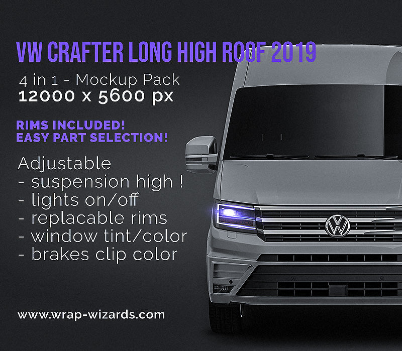 Volkswagen Crafter Long High Roof L2H2 2019 - Van Mockup