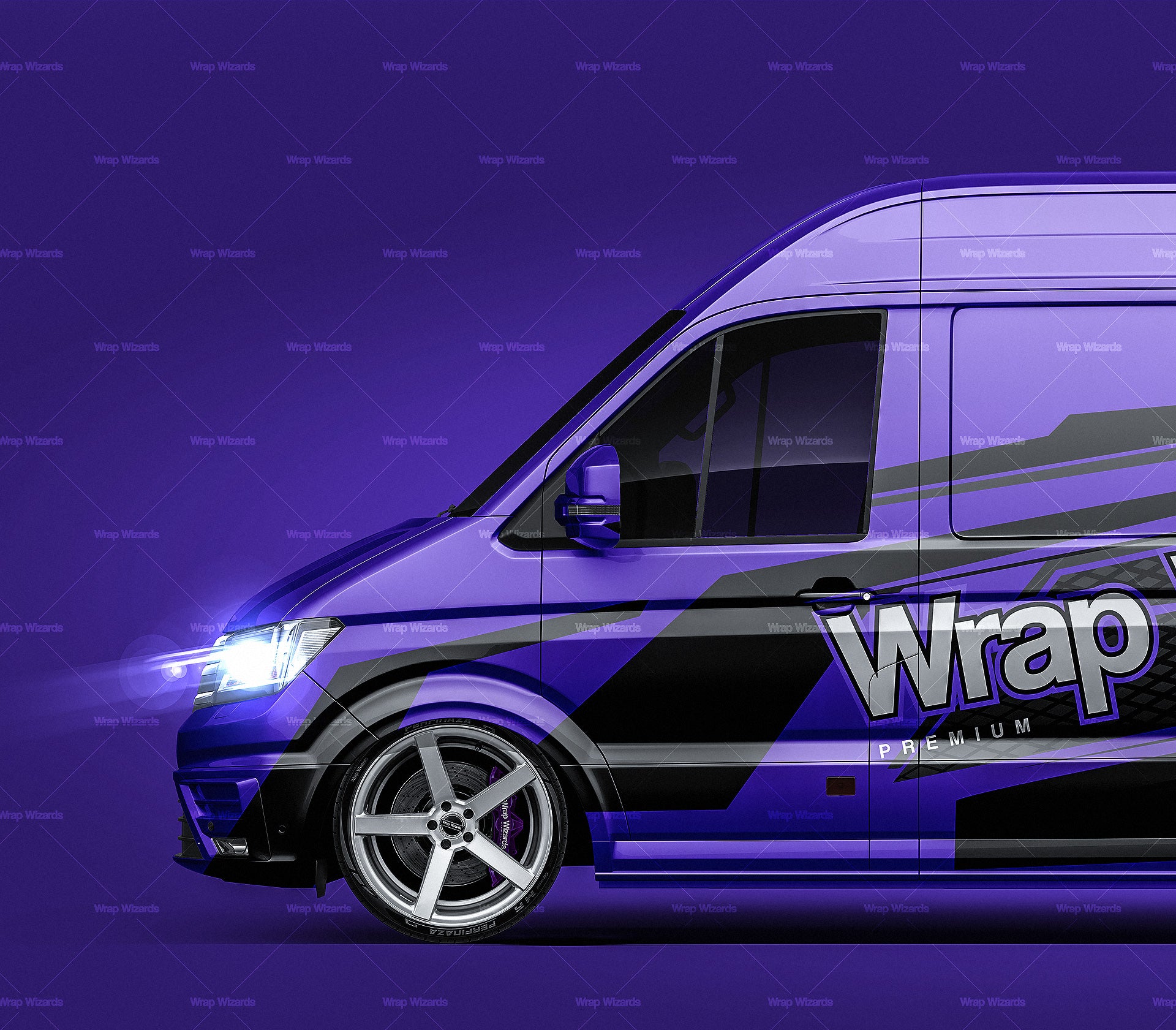 Volkswagen Crafter Long High Roof L2H2 2019 glossy finish - all sides Car Mockup Template.psd
