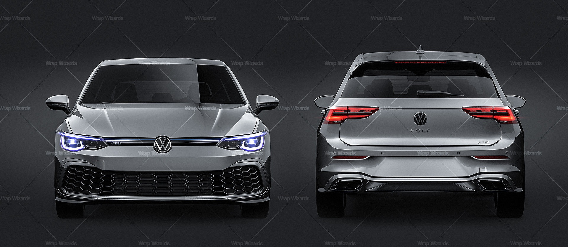 Volkswagen Golf  MK8 GTE 2020 5-Doors glossy finish - all sides Car Mockup Template.psd