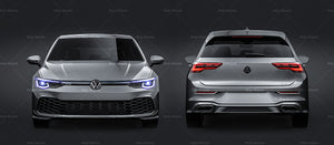 Volkswagen Golf 5-Doors MK8 GTE 2020 glossy finish - all sides Car Mockup Template.psd